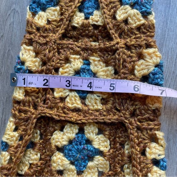 Dog Sweater Extra Small Long Body Gold Blue Crochet Handmade Knit Chihuahua - Picture 7 of 11